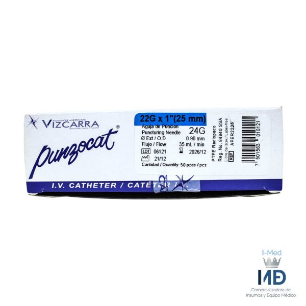 Punzocat Azul Catéter Intravenoso 22G X 1 (25mm)